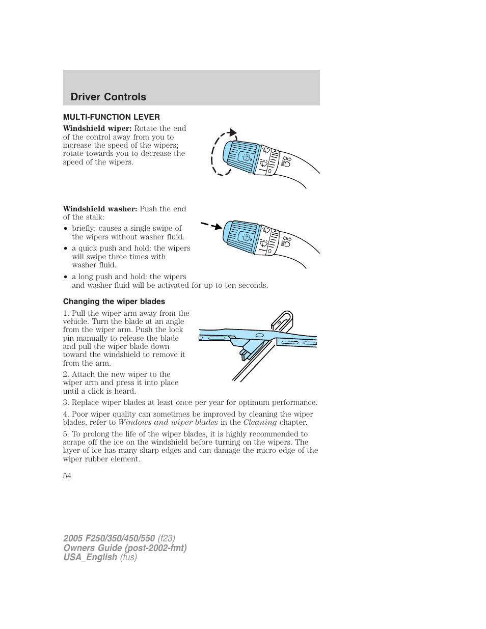 Driver controls | FORD 2005 F-550 v.3 User Manual | Page 54 / 312