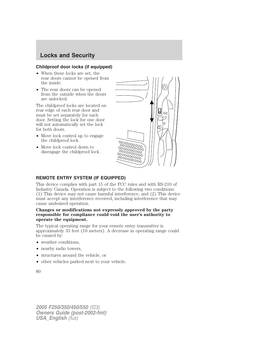 Locks and security | FORD 2005 F-550 v.3 User Manual | Page 80 / 312
