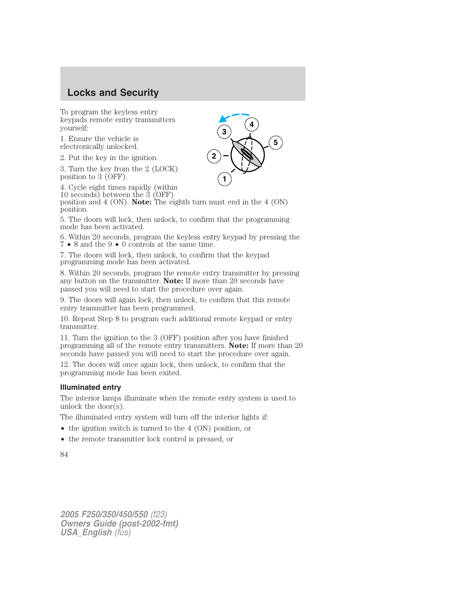 Locks and security | FORD 2005 F-550 v.3 User Manual | Page 84 / 312