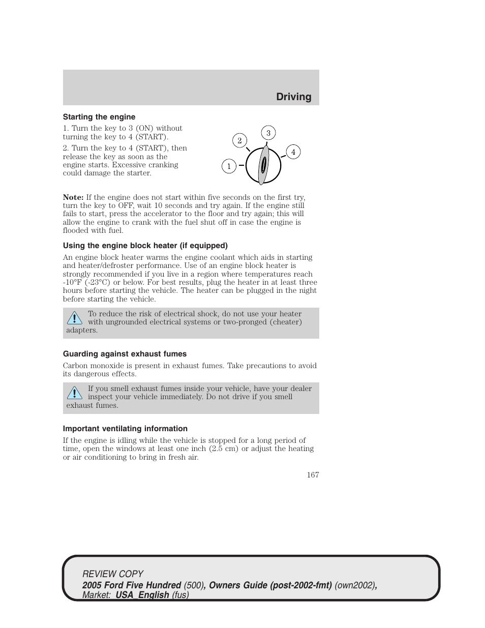 Driving | FORD 2005 Five Hundred v.1 User Manual | Page 167 / 264