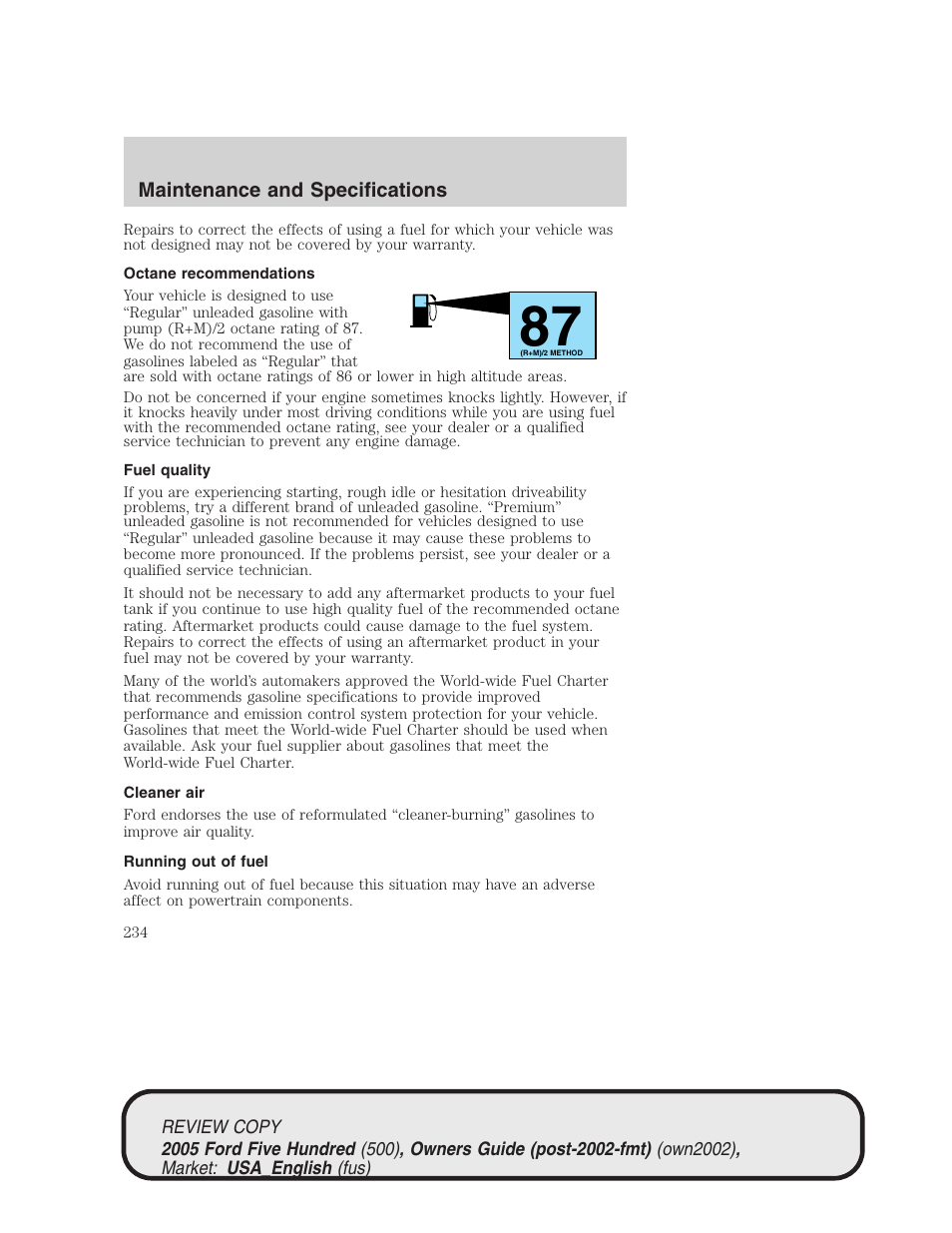 FORD 2005 Five Hundred v.1 User Manual | Page 234 / 264