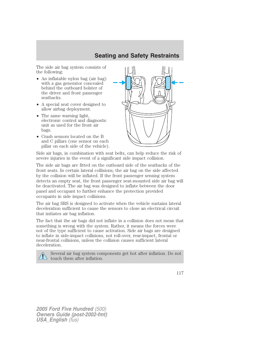 Seating and safety restraints | FORD 2005 Five Hundred v.2 User Manual | Page 117 / 264