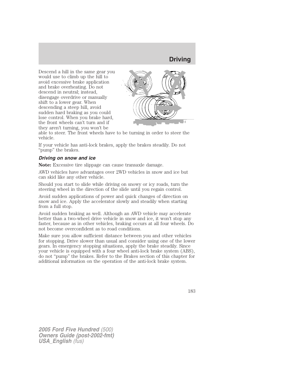 Driving | FORD 2005 Five Hundred v.2 User Manual | Page 183 / 264