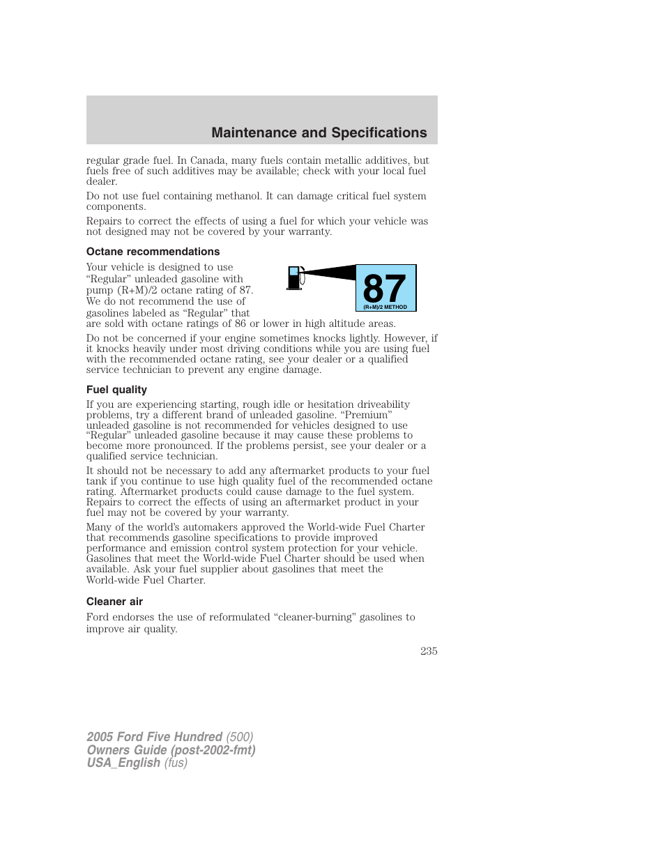 FORD 2005 Five Hundred v.2 User Manual | Page 235 / 264