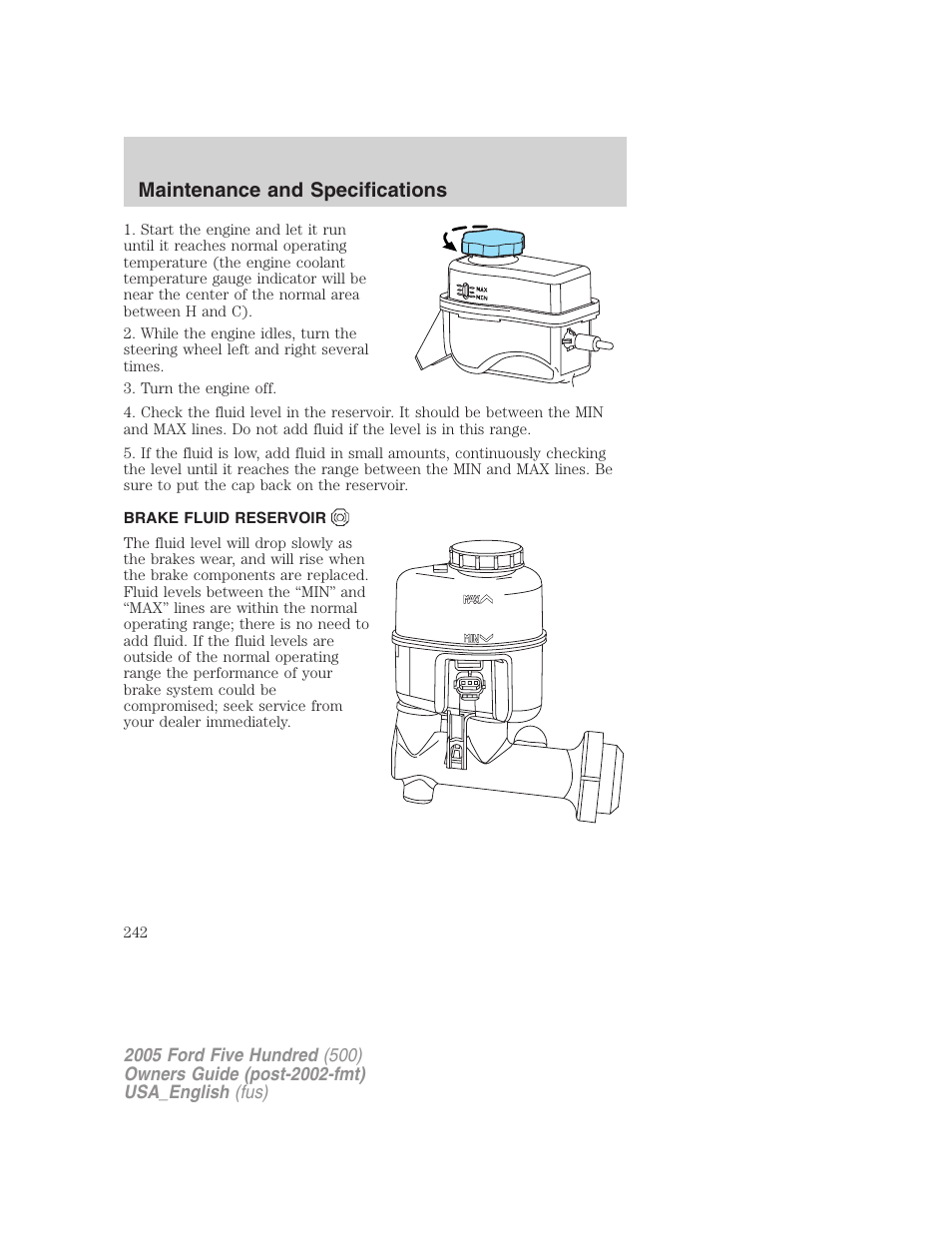 Maintenance and specifications | FORD 2005 Five Hundred v.2 User Manual | Page 242 / 264