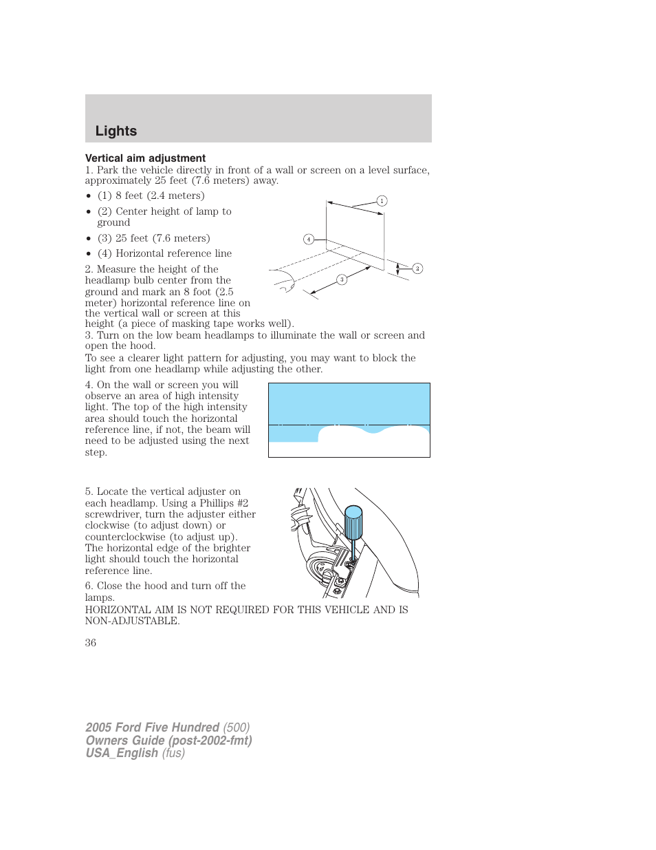 Lights | FORD 2005 Five Hundred v.2 User Manual | Page 36 / 264