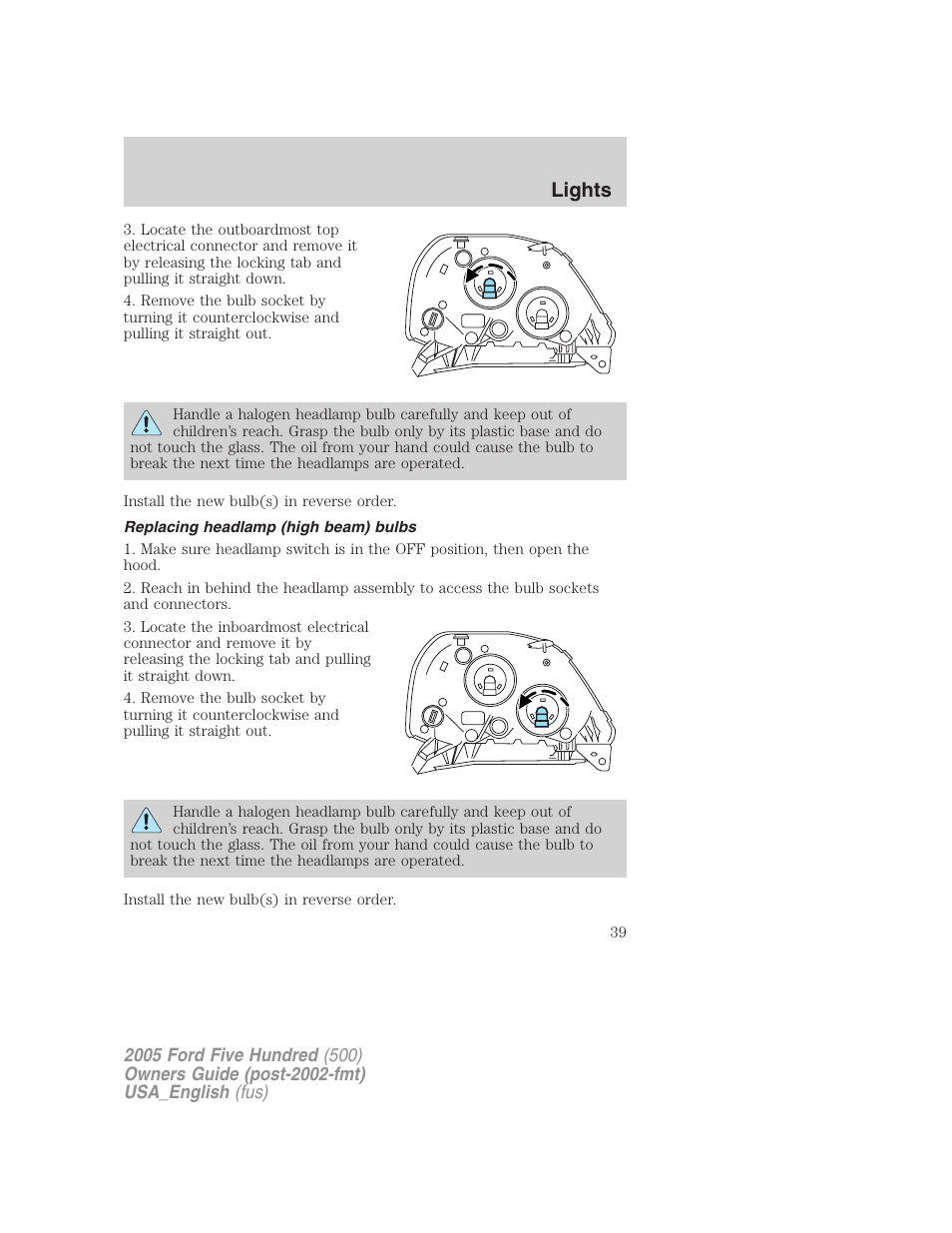 Lights | FORD 2005 Five Hundred v.2 User Manual | Page 39 / 264