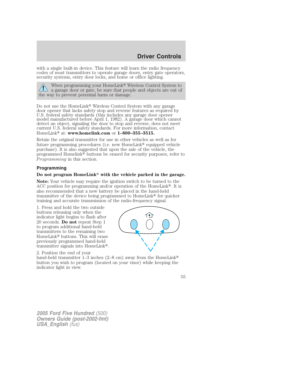 Driver controls | FORD 2005 Five Hundred v.2 User Manual | Page 55 / 264