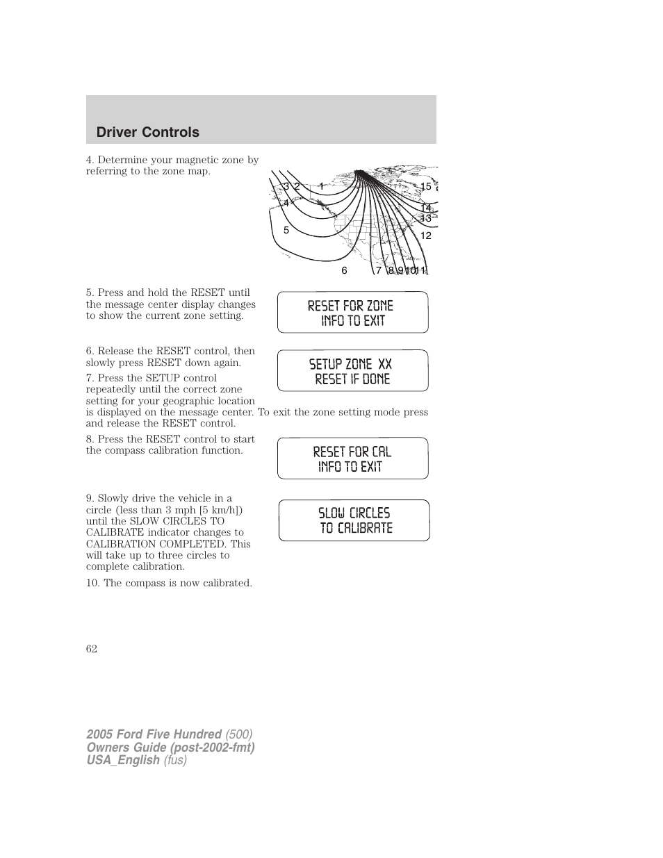 Driver controls | FORD 2005 Five Hundred v.2 User Manual | Page 62 / 264