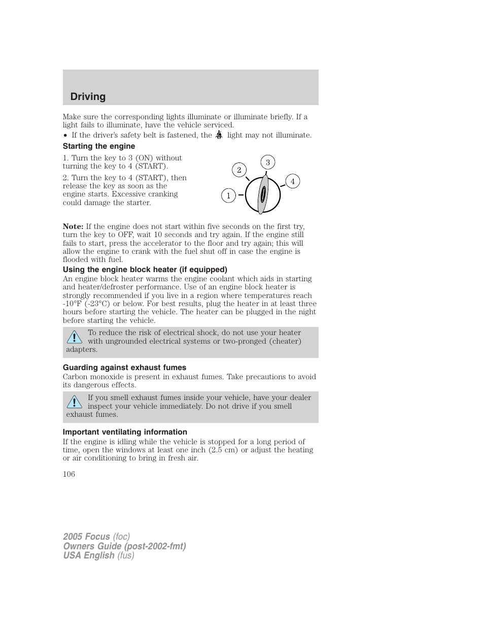 Driving | FORD 2005 Focus v.1 User Manual | Page 106 / 224