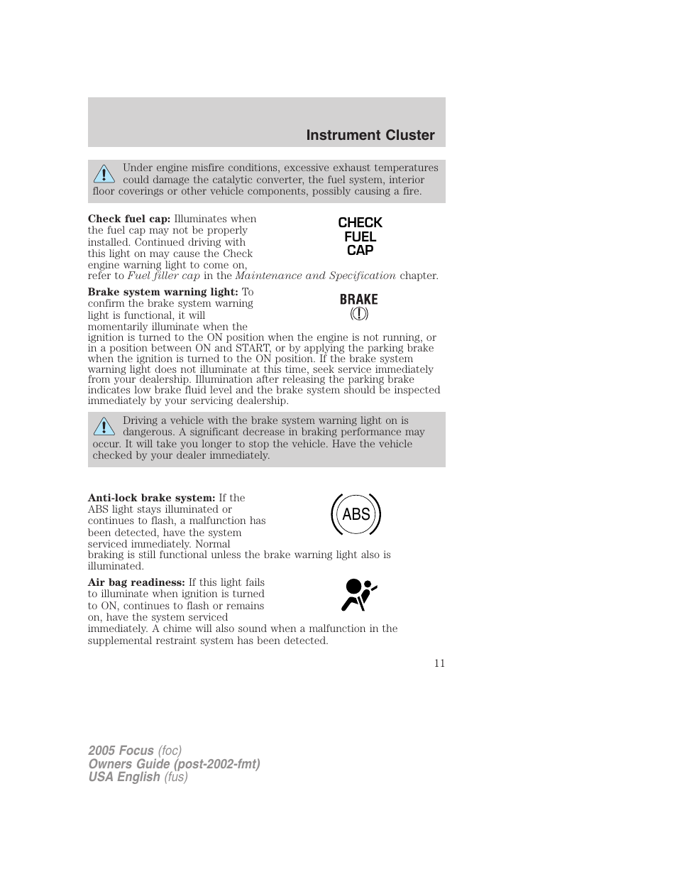 FORD 2005 Focus v.1 User Manual | Page 11 / 224