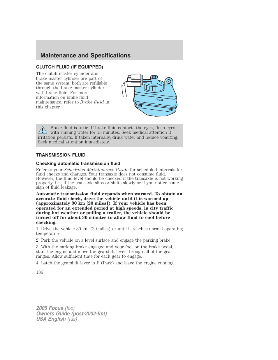 Maintenance and specifications | FORD 2005 Focus v.1 User Manual | Page 186 / 224