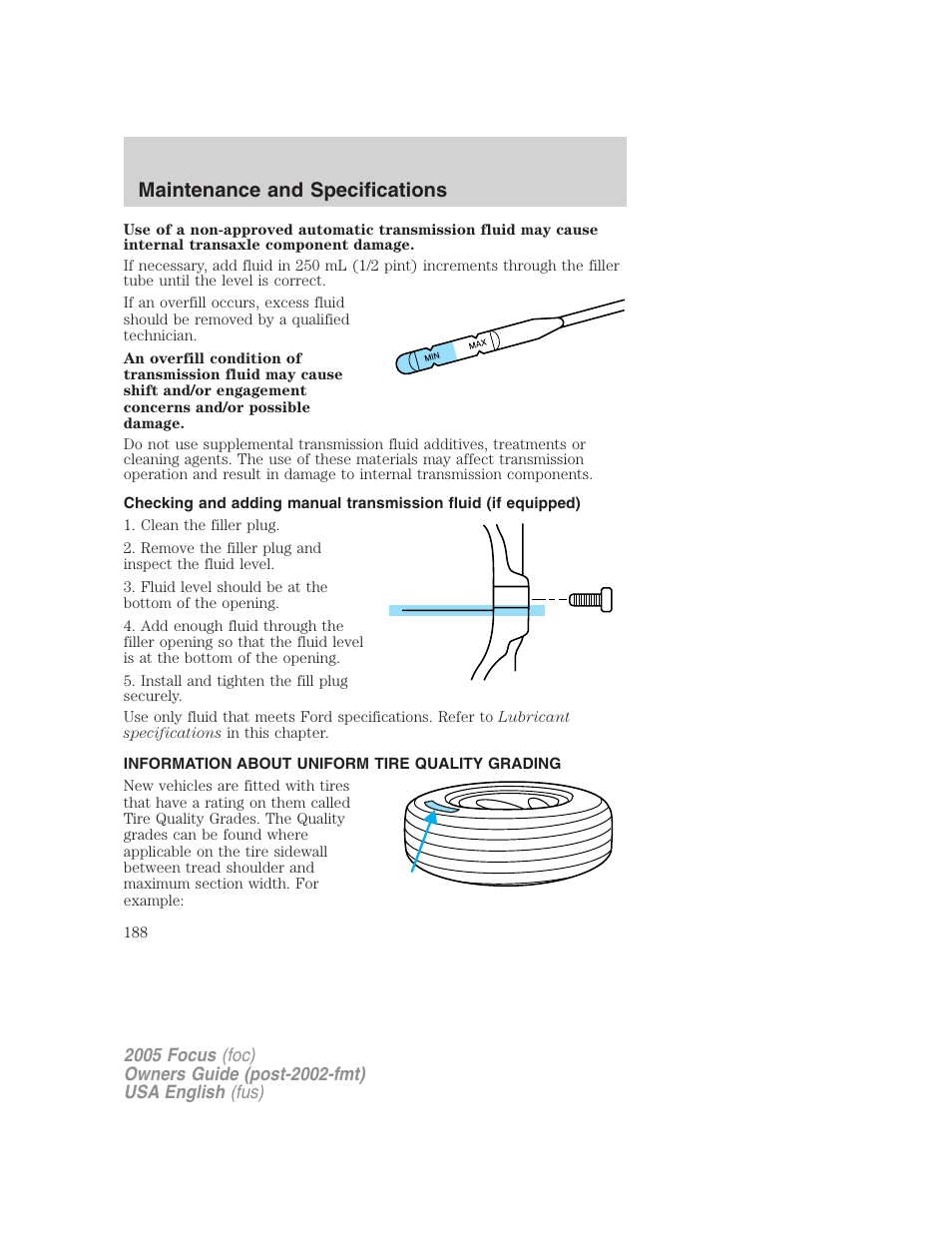 Maintenance and specifications | FORD 2005 Focus v.1 User Manual | Page 188 / 224