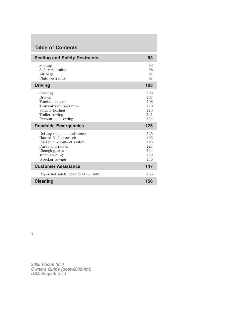 FORD 2005 Focus v.1 User Manual | Page 2 / 224