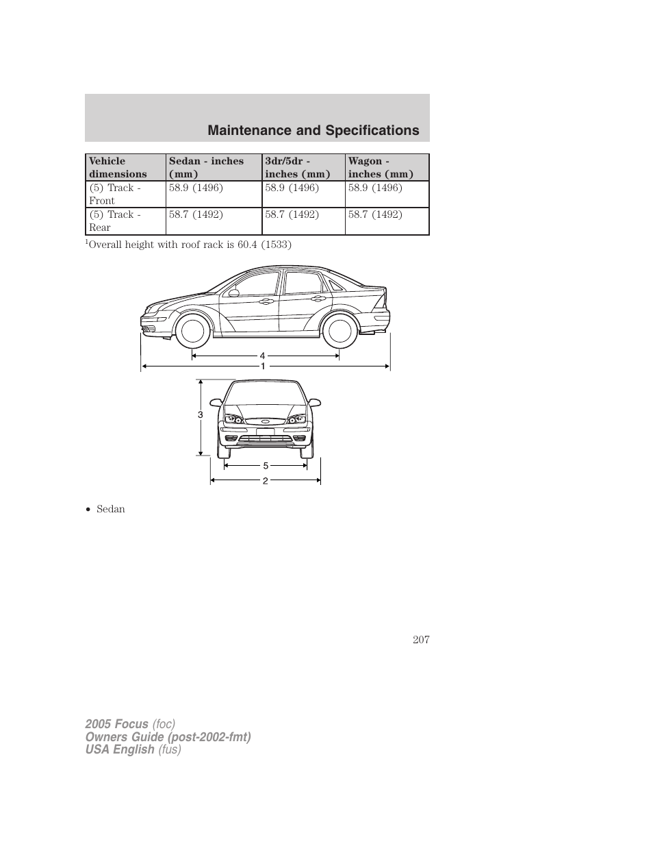 Maintenance and specifications | FORD 2005 Focus v.1 User Manual | Page 207 / 224