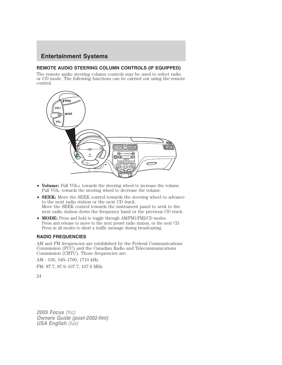 Entertainment systems | FORD 2005 Focus v.1 User Manual | Page 24 / 224