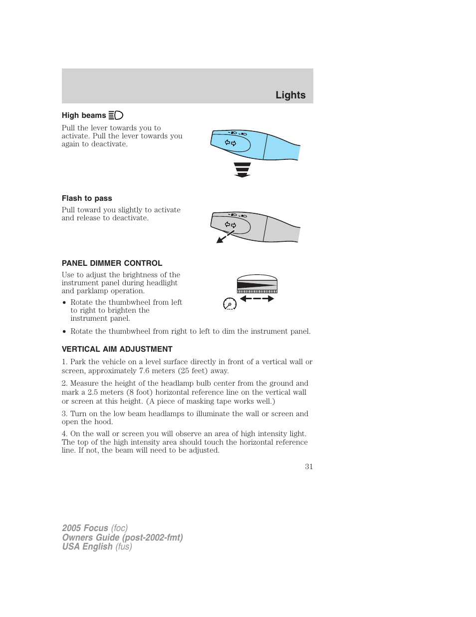 Lights | FORD 2005 Focus v.1 User Manual | Page 31 / 224