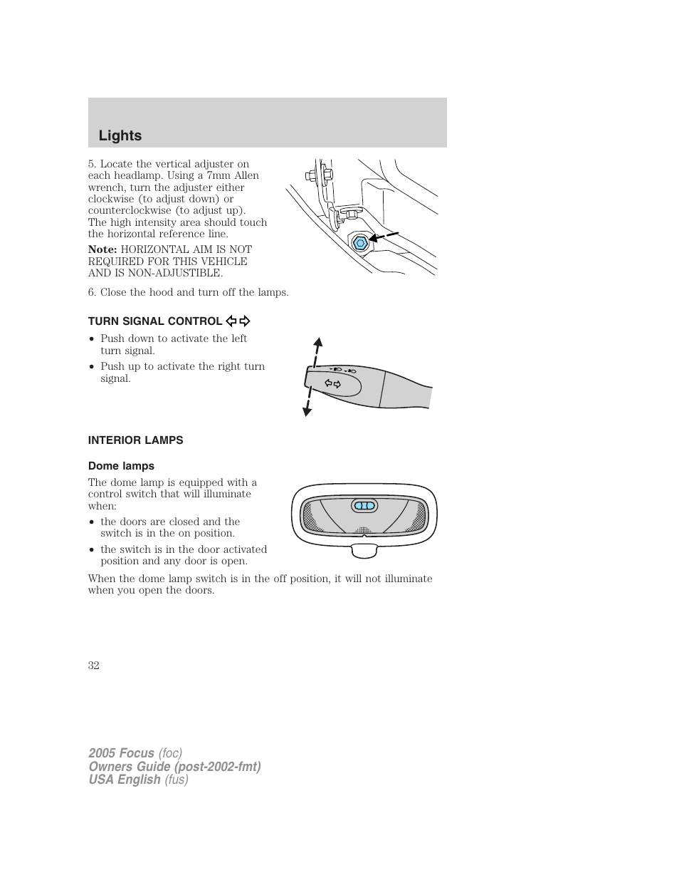 Lights | FORD 2005 Focus v.1 User Manual | Page 32 / 224