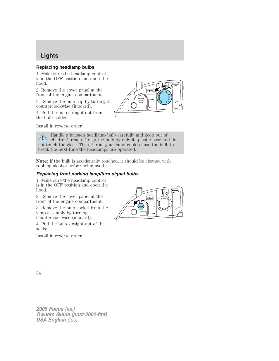 Lights | FORD 2005 Focus v.1 User Manual | Page 34 / 224