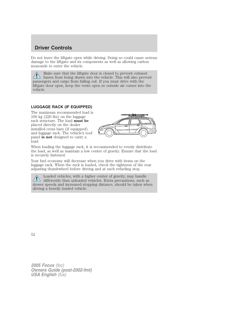 Driver controls | FORD 2005 Focus v.1 User Manual | Page 52 / 224