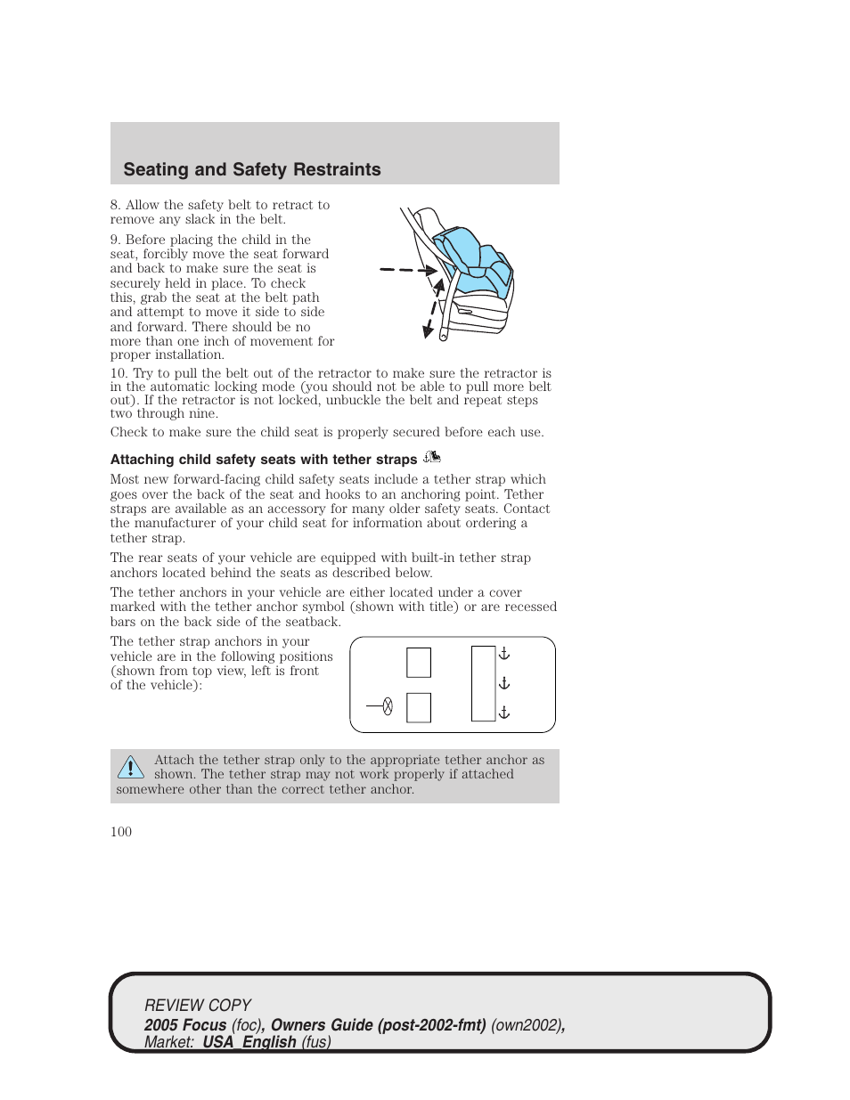 Seating and safety restraints | FORD 2005 Focus v.2 User Manual | Page 100 / 224