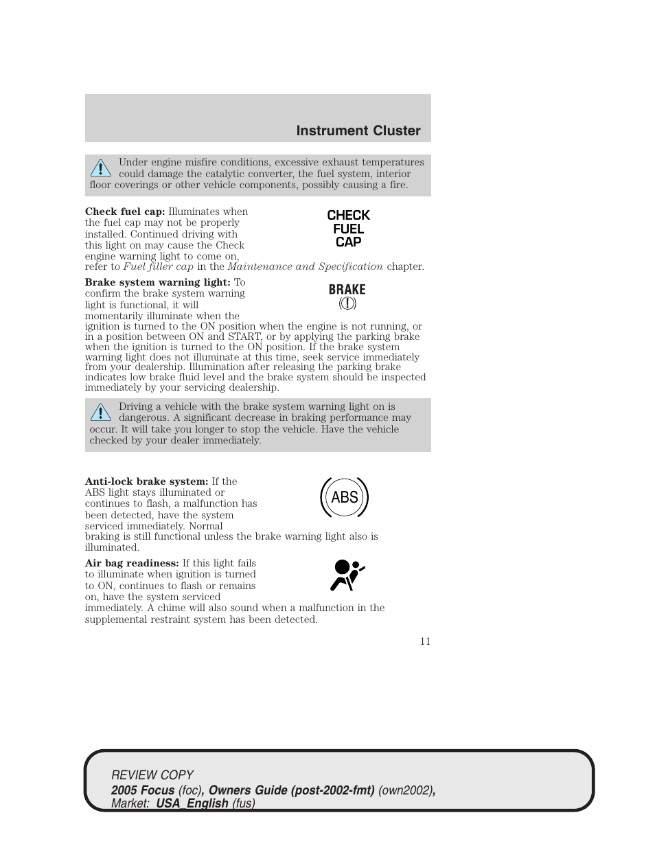 FORD 2005 Focus v.2 User Manual | Page 11 / 224