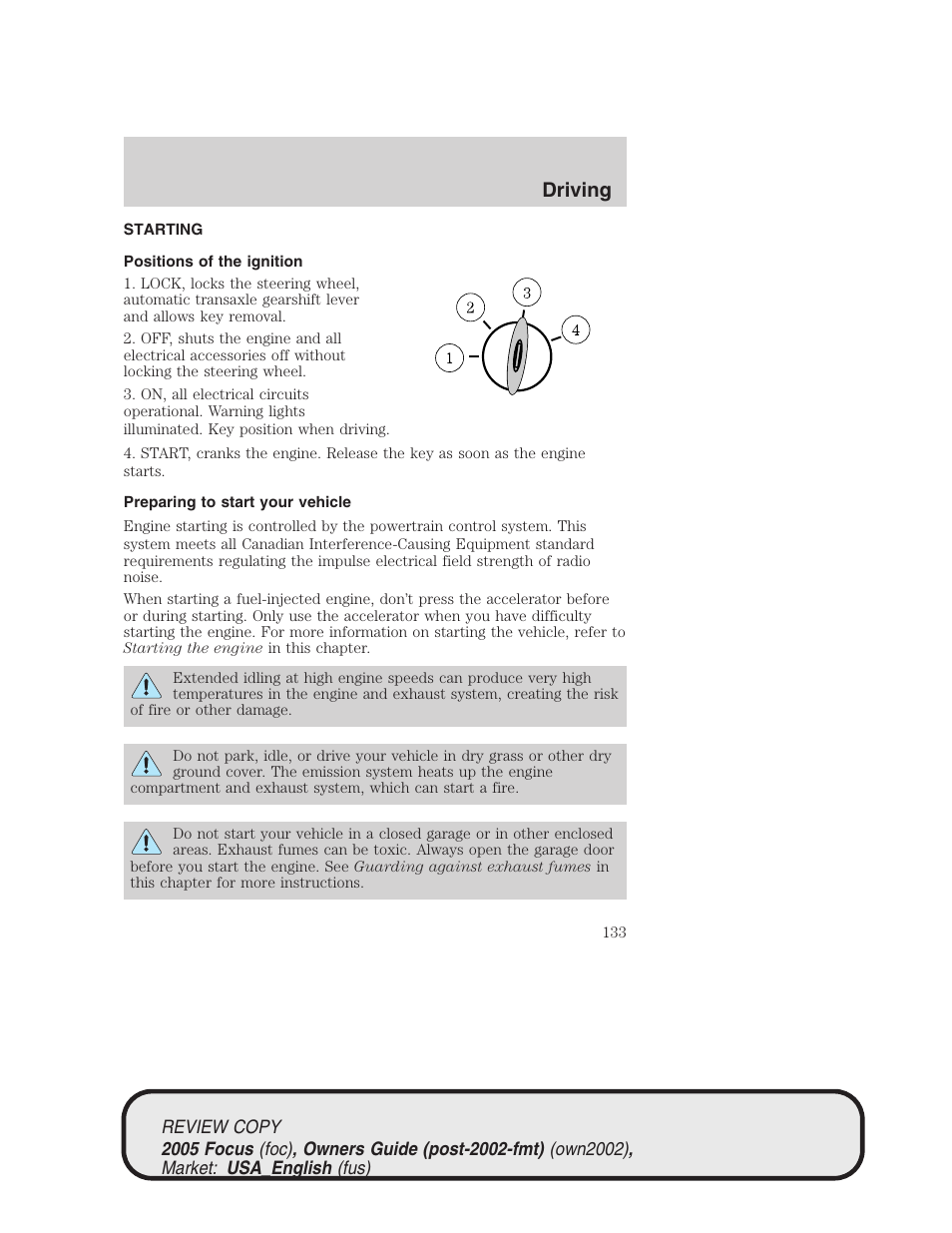 Driving | FORD 2005 Focus v.2 User Manual | Page 133 / 224