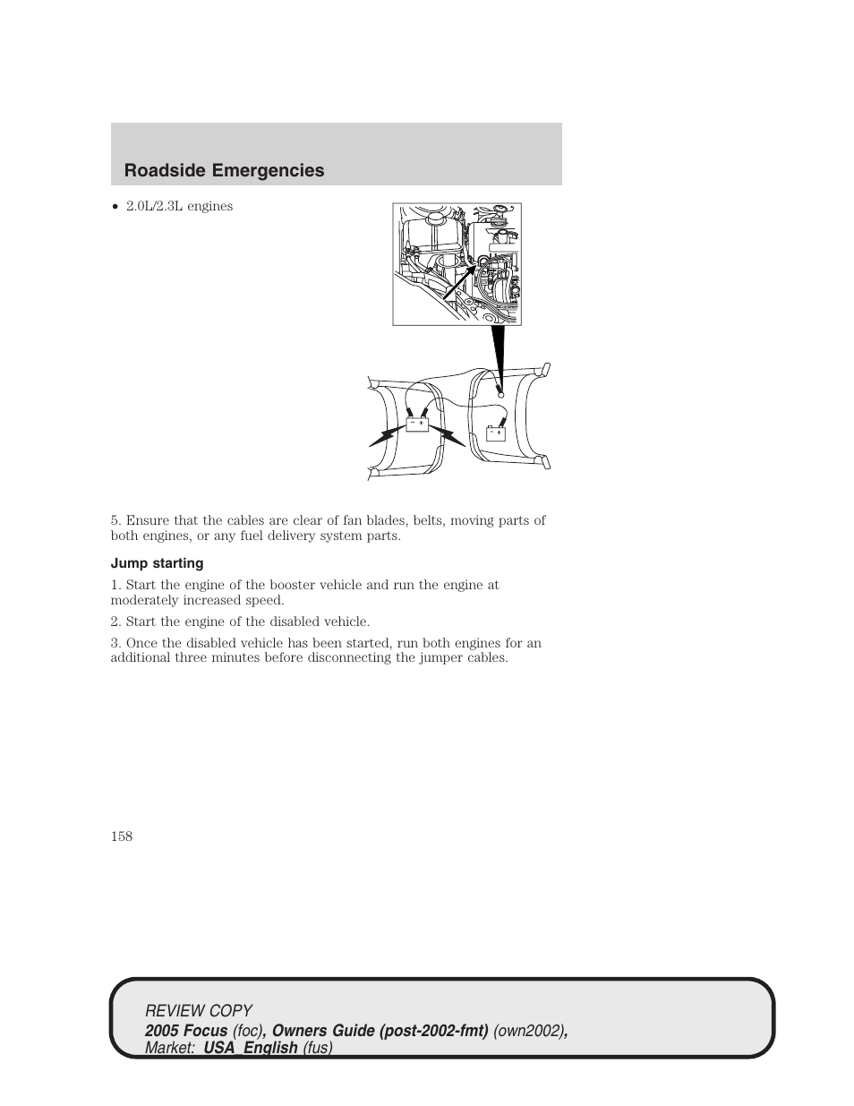 Roadside emergencies | FORD 2005 Focus v.2 User Manual | Page 158 / 224