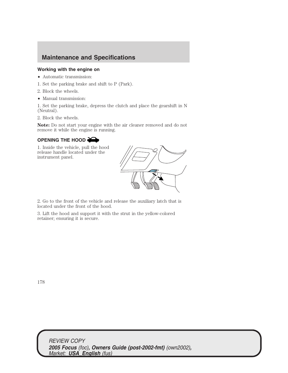 Maintenance and specifications | FORD 2005 Focus v.2 User Manual | Page 178 / 224