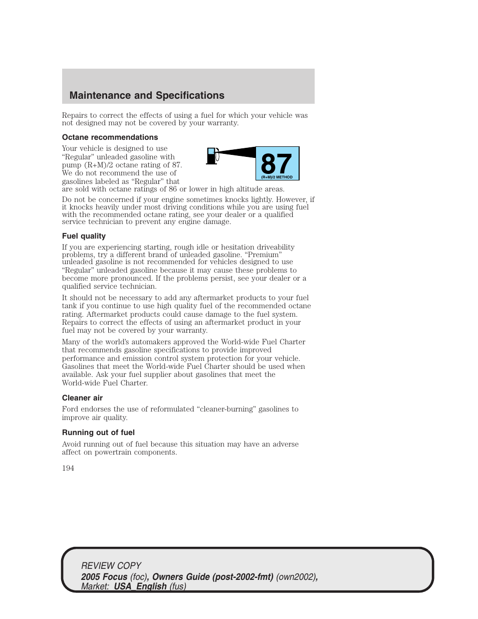 FORD 2005 Focus v.2 User Manual | Page 194 / 224