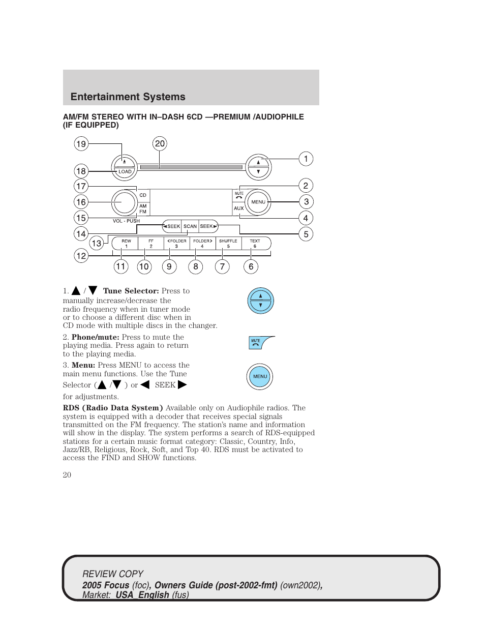 Entertainment systems | FORD 2005 Focus v.2 User Manual | Page 20 / 224