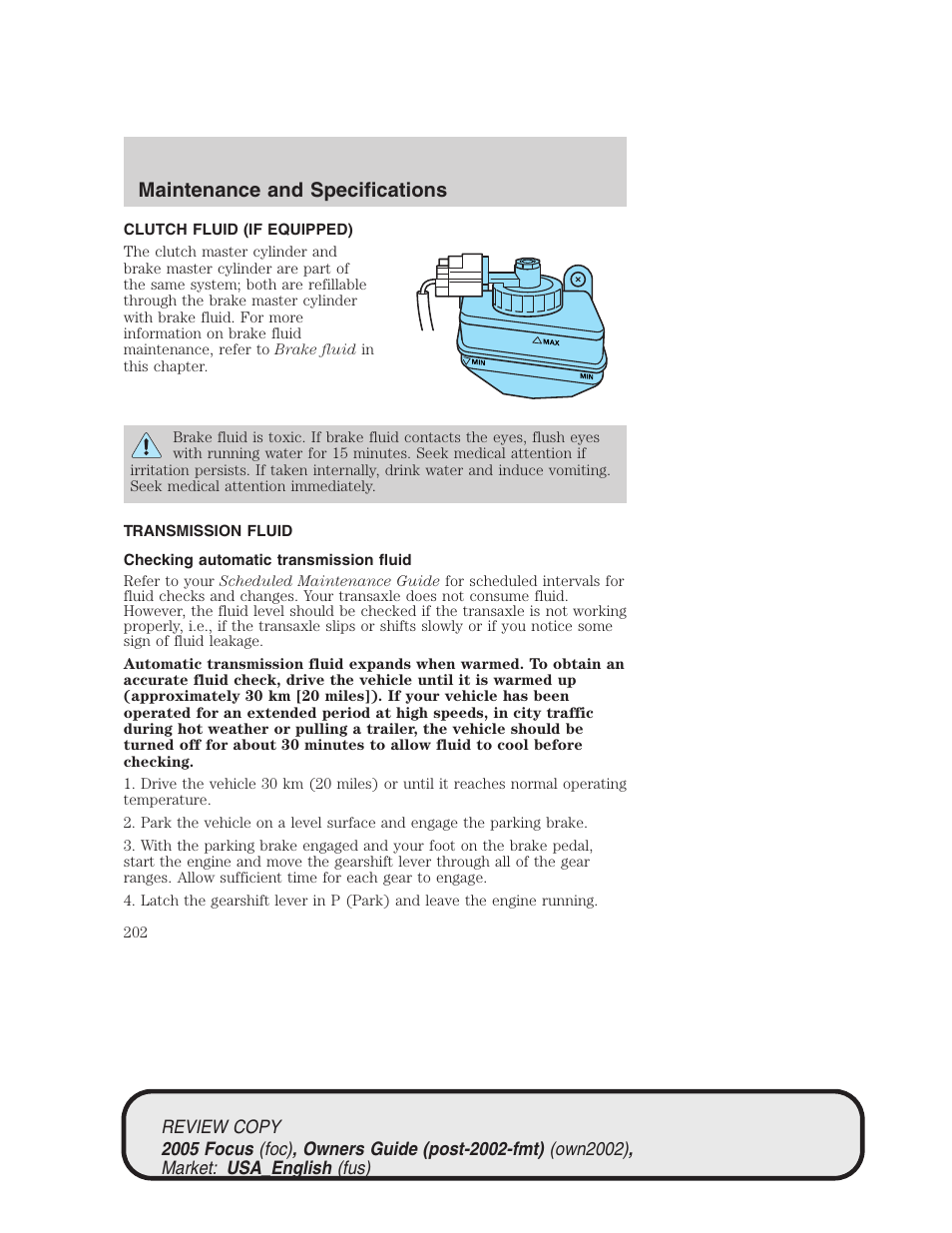 Maintenance and specifications | FORD 2005 Focus v.2 User Manual | Page 202 / 224