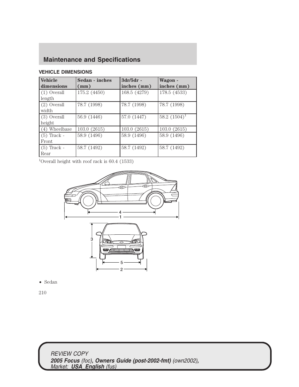 Maintenance and specifications | FORD 2005 Focus v.2 User Manual | Page 210 / 224