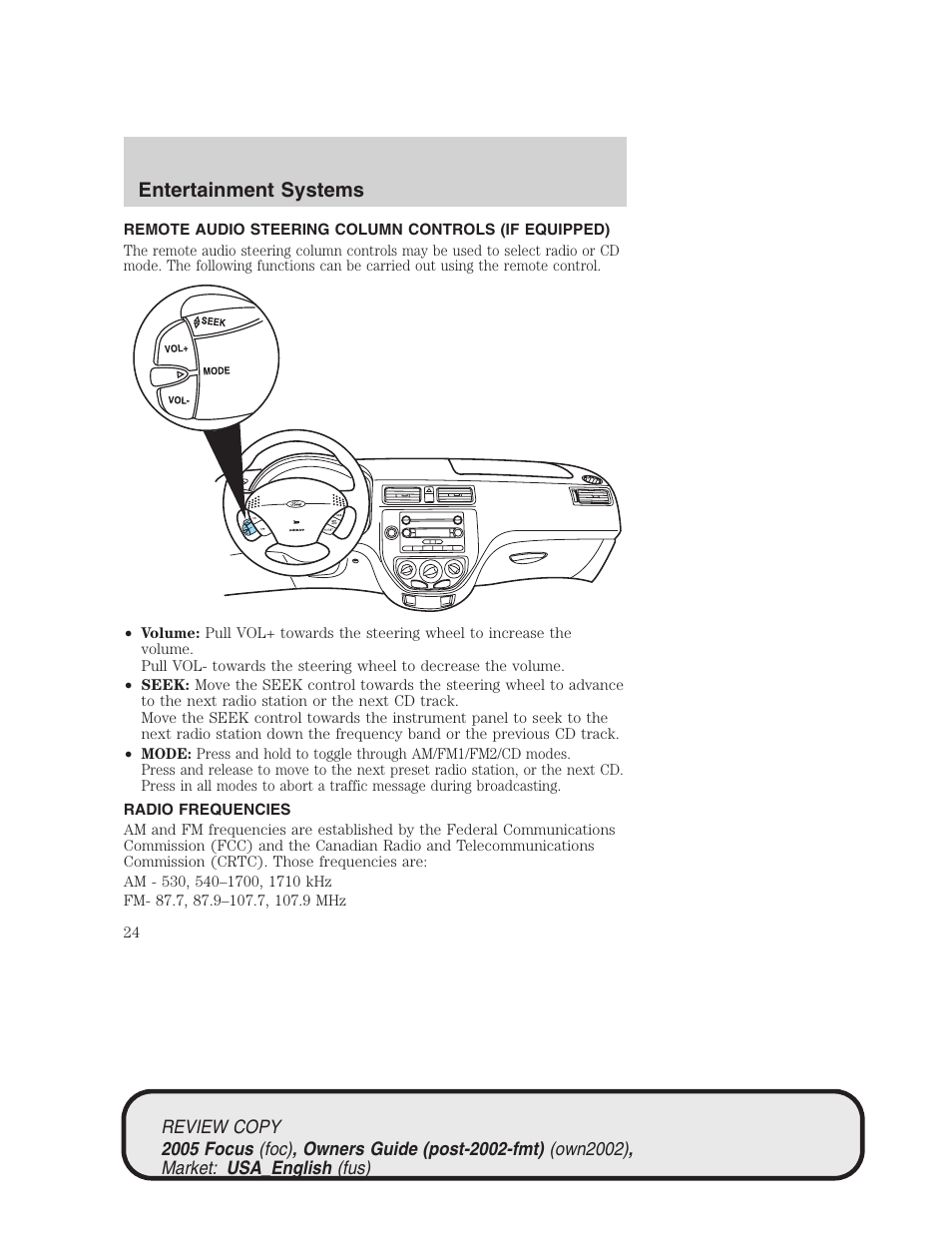 Entertainment systems | FORD 2005 Focus v.2 User Manual | Page 24 / 224