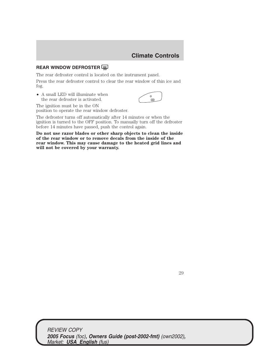 Climate controls | FORD 2005 Focus v.2 User Manual | Page 29 / 224