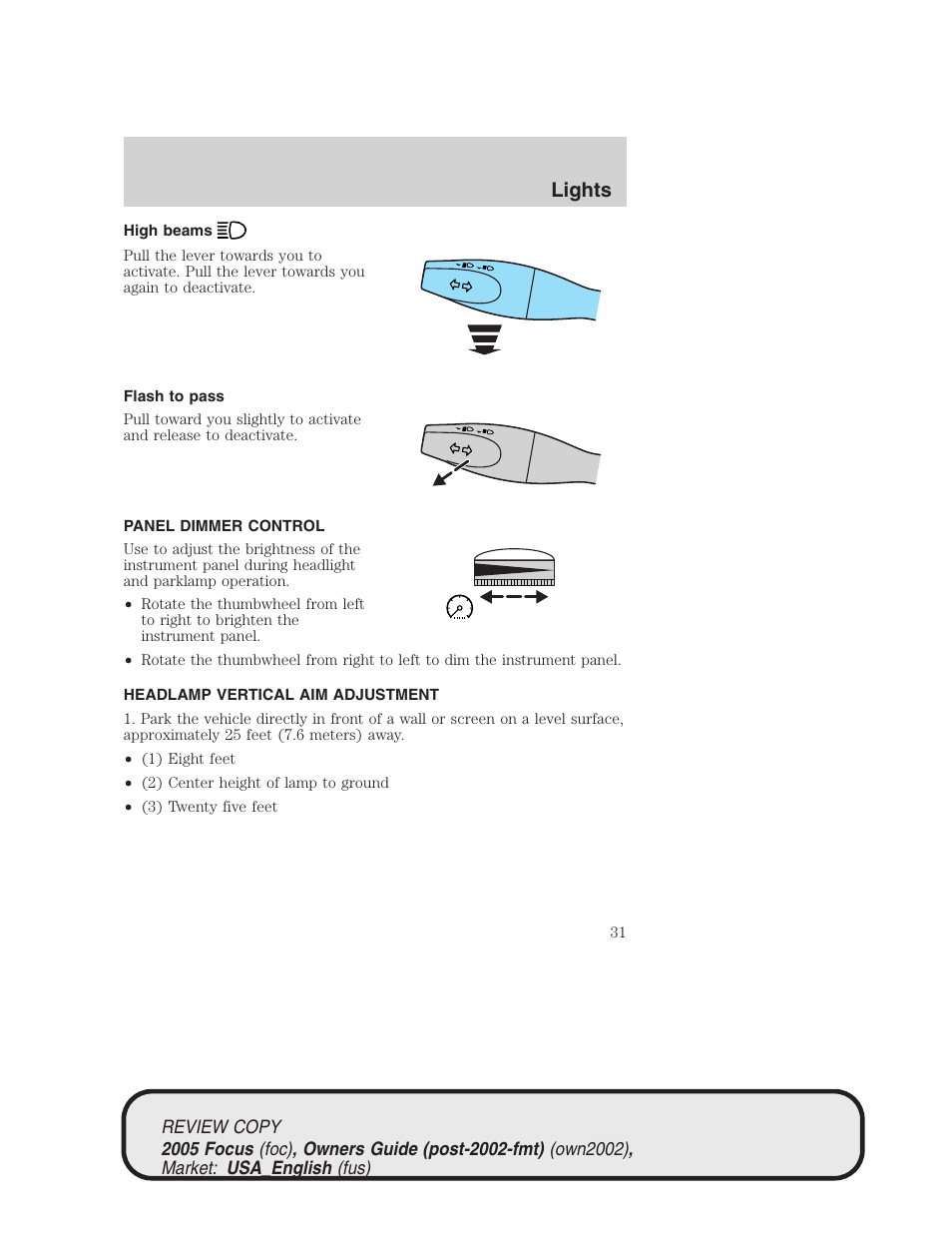 Lights | FORD 2005 Focus v.2 User Manual | Page 31 / 224
