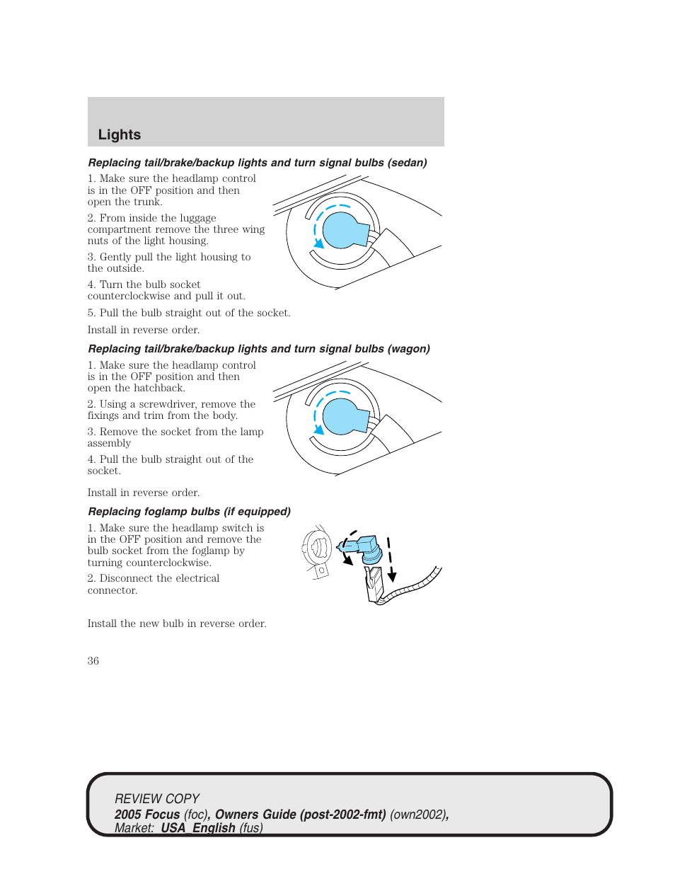 Lights | FORD 2005 Focus v.2 User Manual | Page 36 / 224