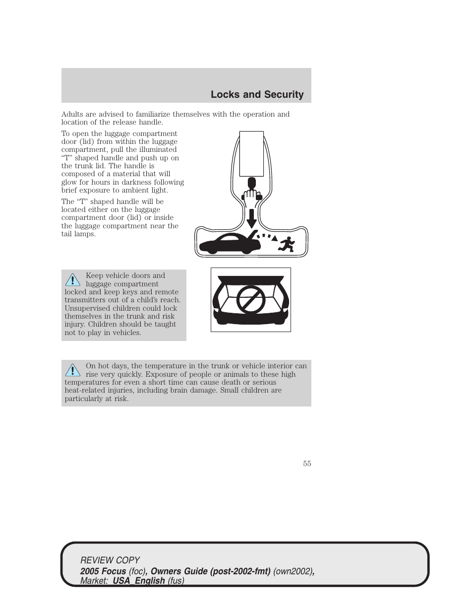 Locks and security | FORD 2005 Focus v.2 User Manual | Page 55 / 224