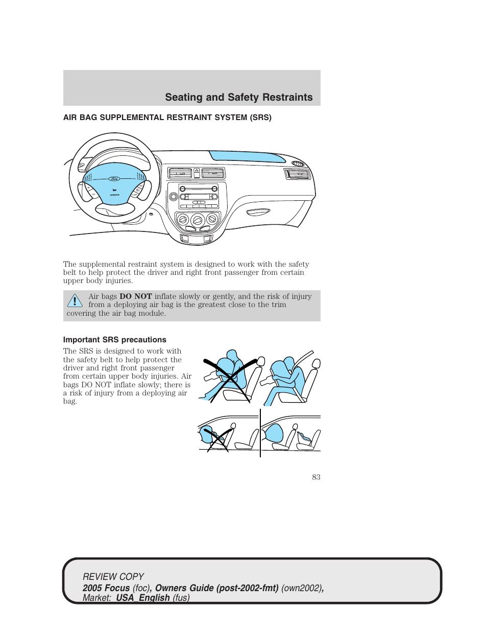 Seating and safety restraints | FORD 2005 Focus v.2 User Manual | Page 83 / 224