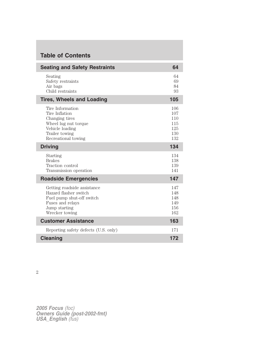 FORD 2005 Focus v.3 User Manual | Page 2 / 224