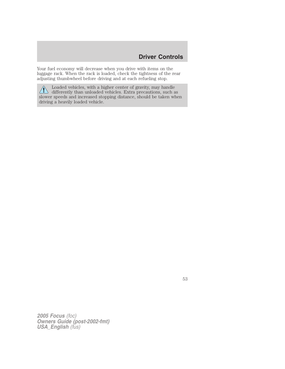 Driver controls | FORD 2005 Focus v.3 User Manual | Page 53 / 224