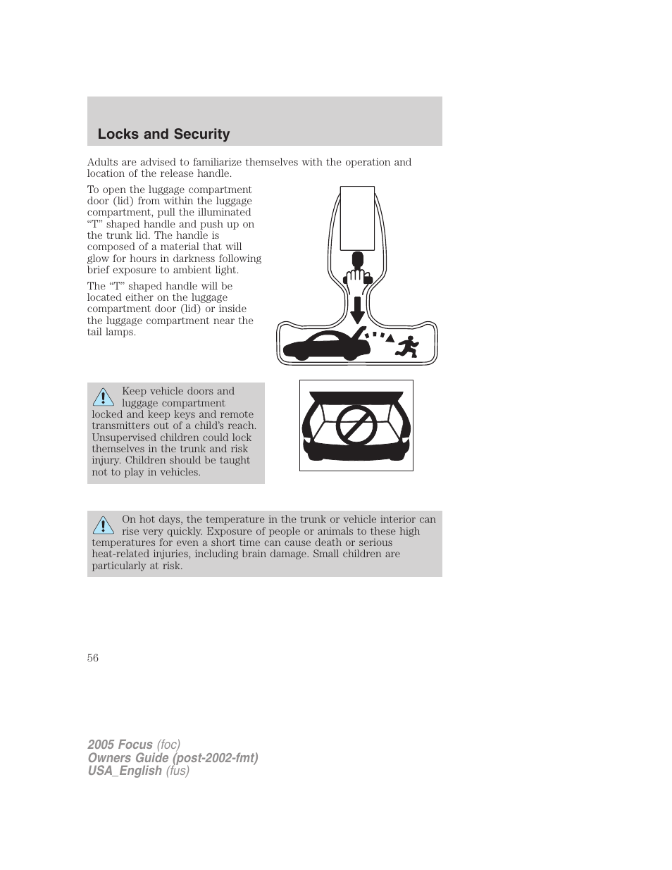 Locks and security | FORD 2005 Focus v.3 User Manual | Page 56 / 224