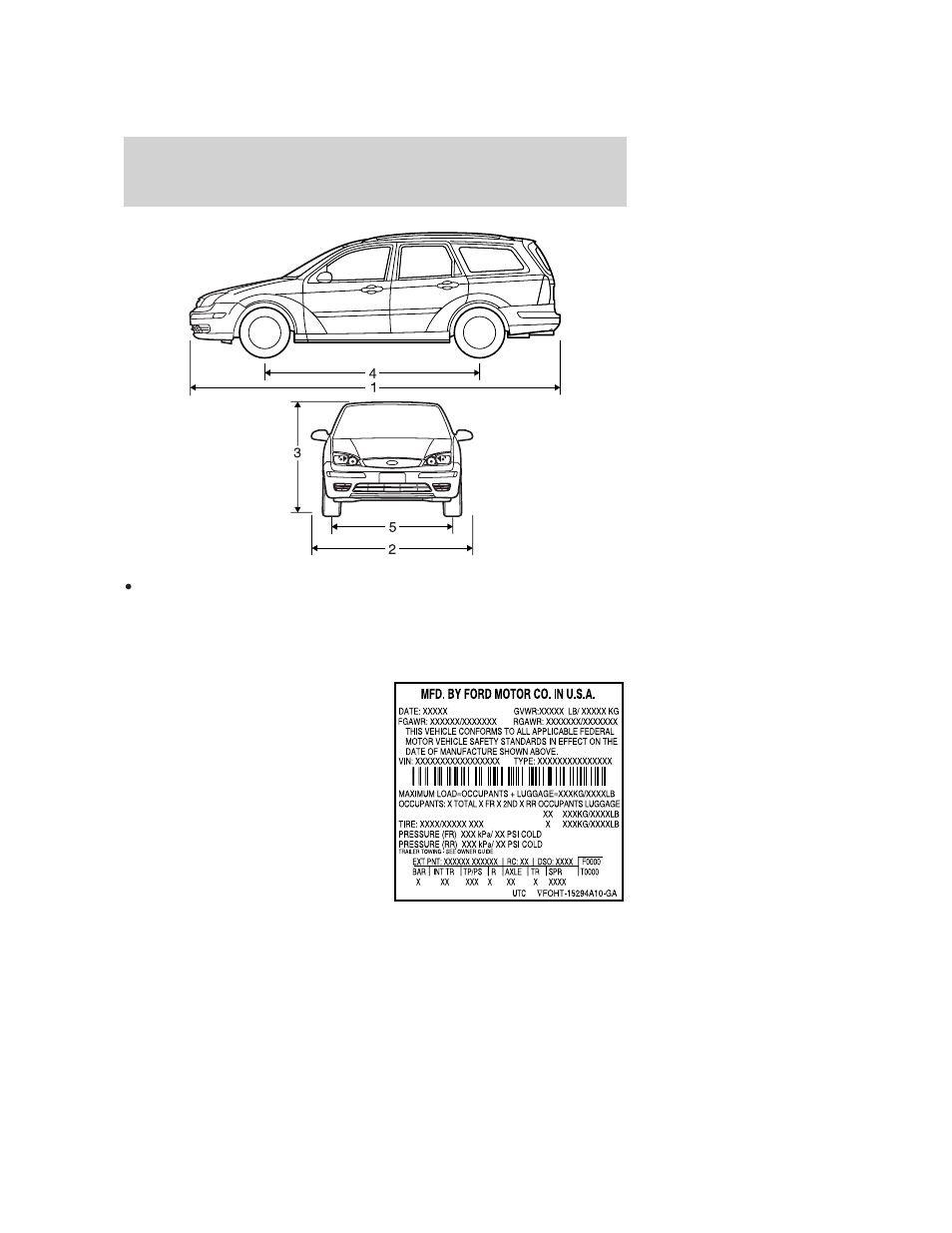 Identifying your vehicle, Certification label, Maintenance and specifications | FORD 2005 Focus v.4 User Manual | Page 212 / 224