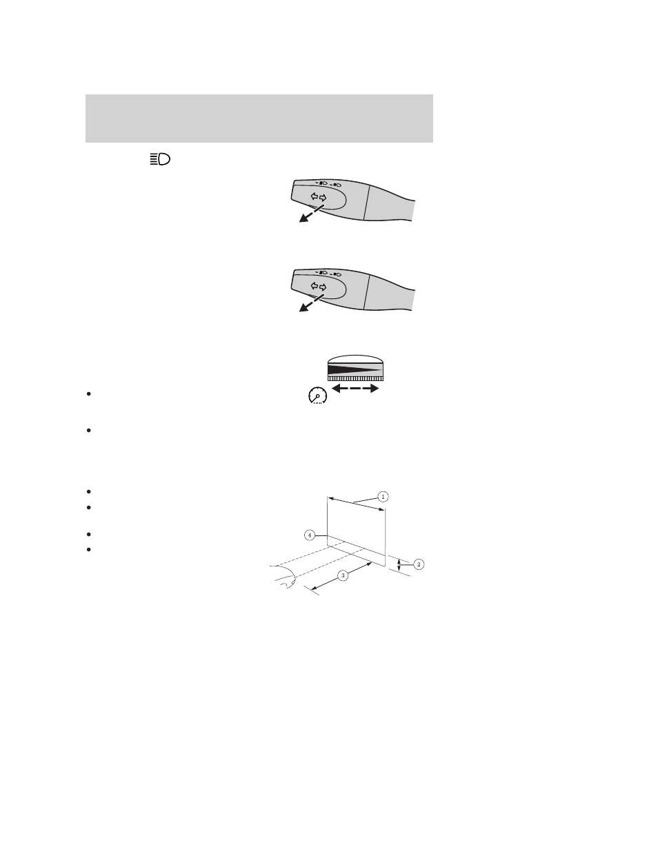 High beams, Flash to pass, Panel dimmer control | Headlamp vertical aim adjustment, Lights | FORD 2005 Focus v.4 User Manual | Page 31 / 224