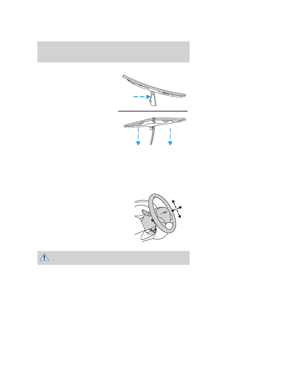 Changing the wiper blades, Tilt and telescope steering column (if equipped), Steering wheel adjustment | Driver controls | FORD 2005 Focus v.4 User Manual | Page 41 / 224