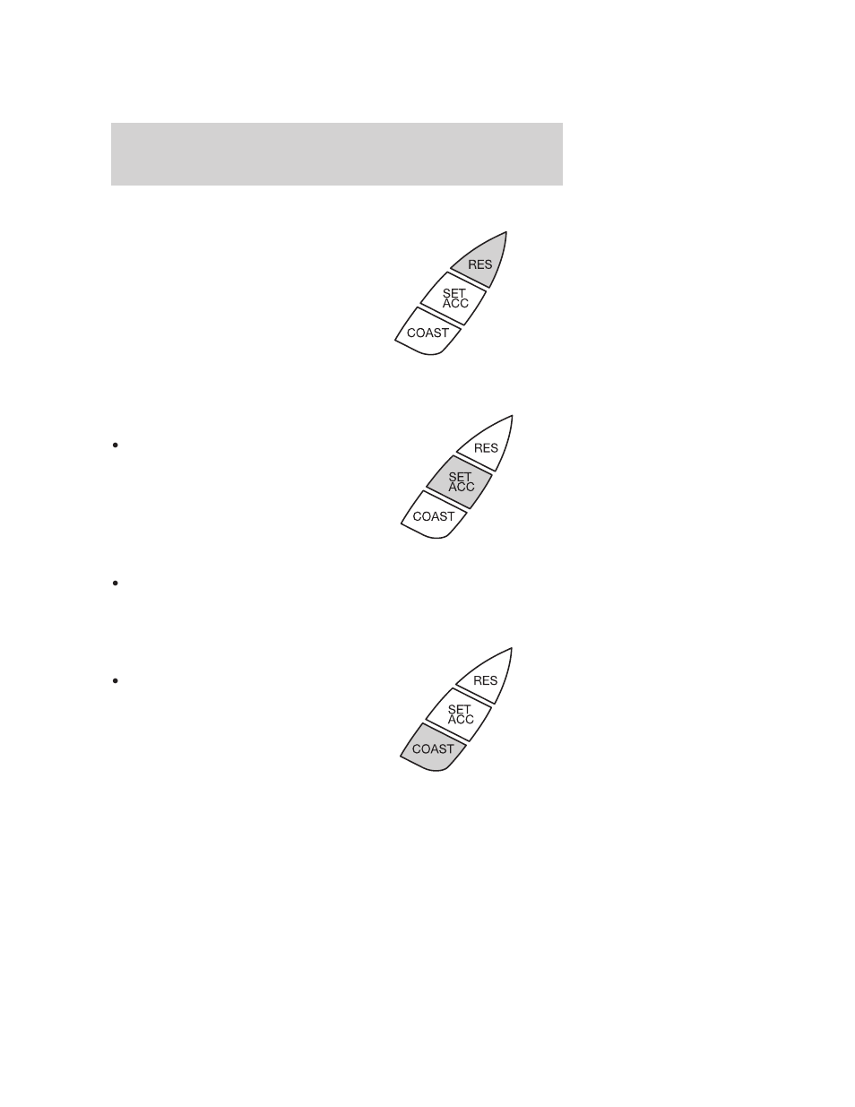 Resuming a set speed, Increasing speed while using speed control, Reducing speed while using speed control | Driver controls | FORD 2005 Focus v.4 User Manual | Page 47 / 224