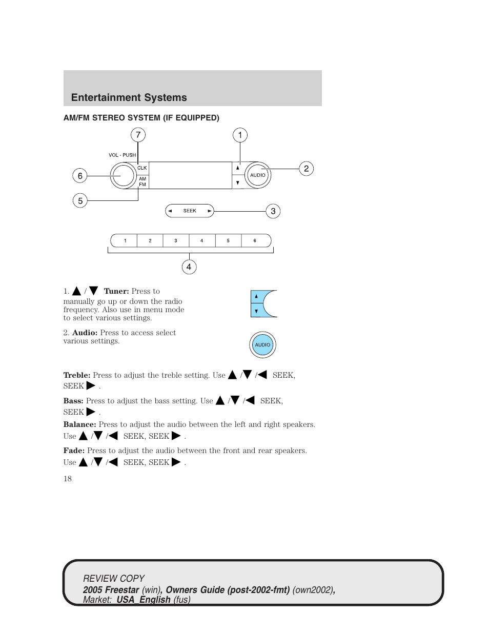 Entertainment systems | FORD 2005 Freestar v.1 User Manual | Page 18 / 312