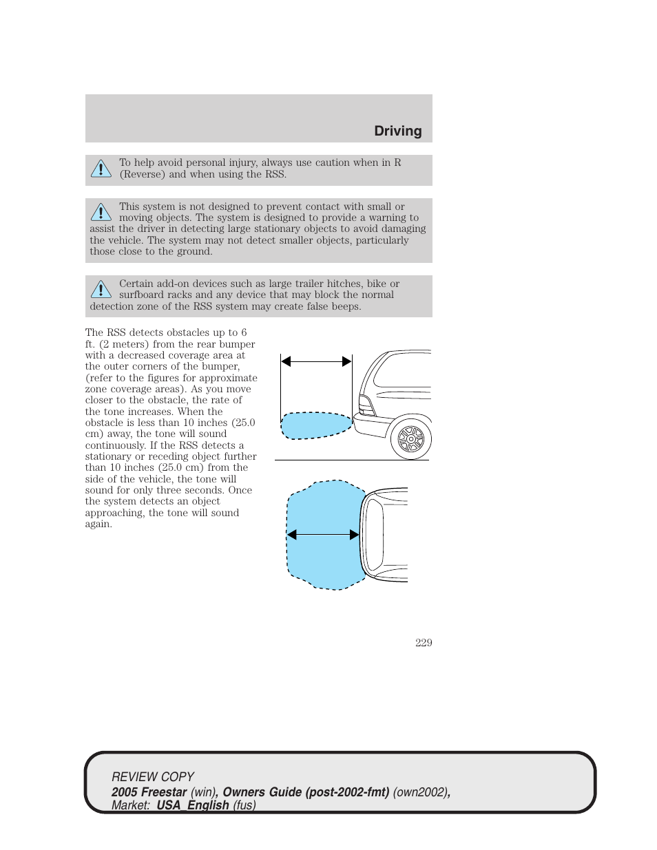 Driving | FORD 2005 Freestar v.1 User Manual | Page 229 / 312