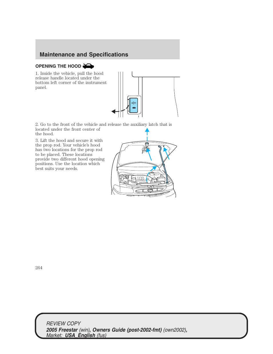 Maintenance and specifications | FORD 2005 Freestar v.1 User Manual | Page 264 / 312