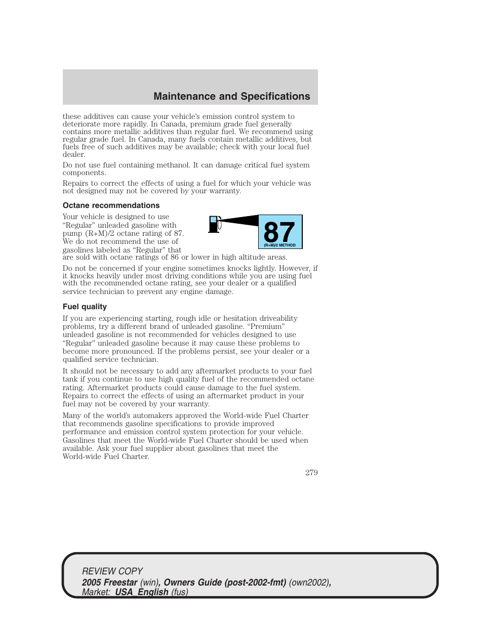 FORD 2005 Freestar v.1 User Manual | Page 279 / 312